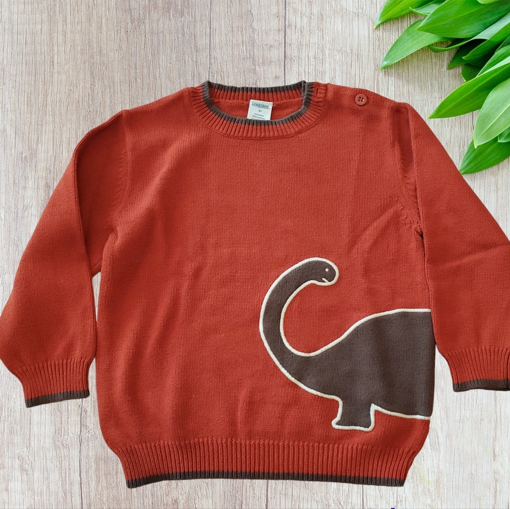 Gymboree Burgundy Dinosaur Sweater Sz 3T - Picture 1 of 6